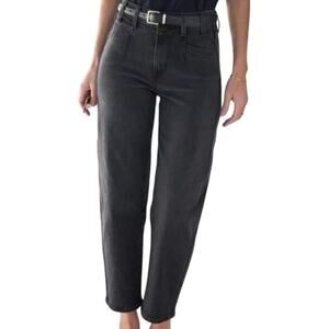 AYR The Beat Barrel Ankle Cropped Jeans in Uni Black-Size 33